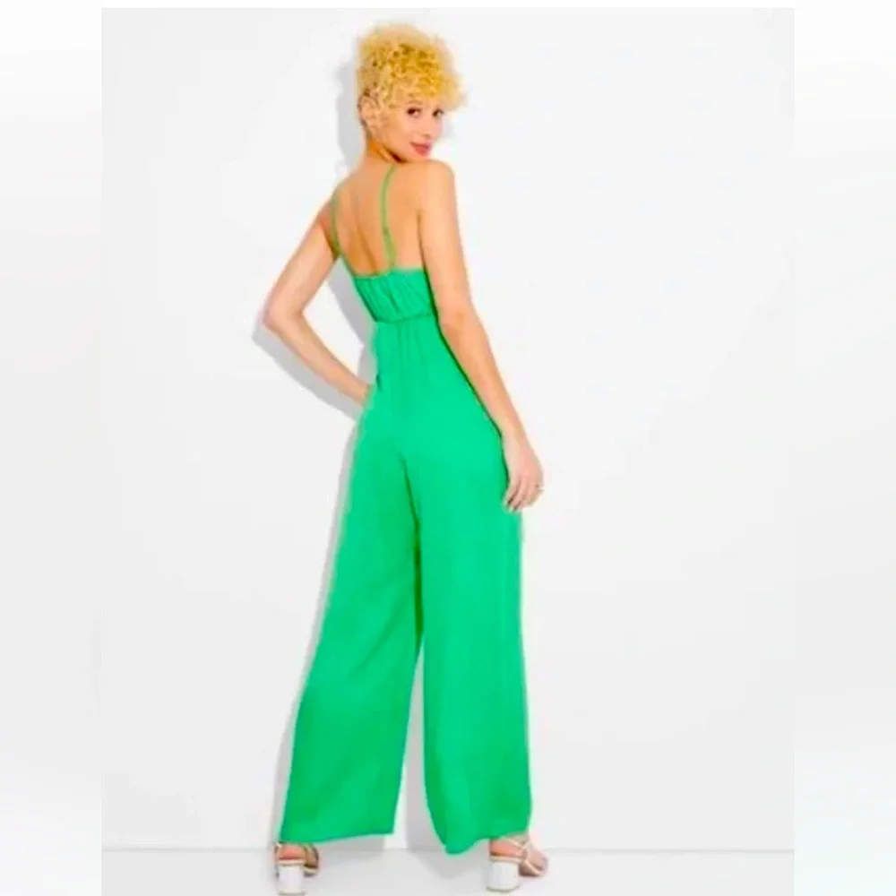 WILD FABLE Satin Bright Green Women's Summer Jumpsuit
 | NWT!🐠 - Picture 2 of 9